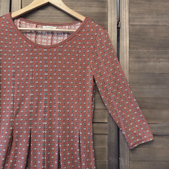 Max Studio Boho Modest Preppy Church ALine Dress‎ Size XS Stretch 3/4 Sleeves - Picture 5 of 14